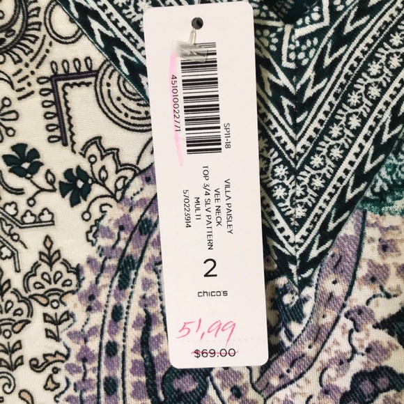 CHICO’S PAISLEY V-NECK TOP - Picture 4 of 5